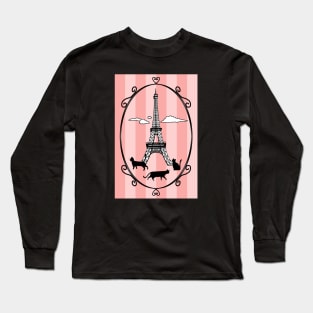 Black Cats in Paris Long Sleeve T-Shirt